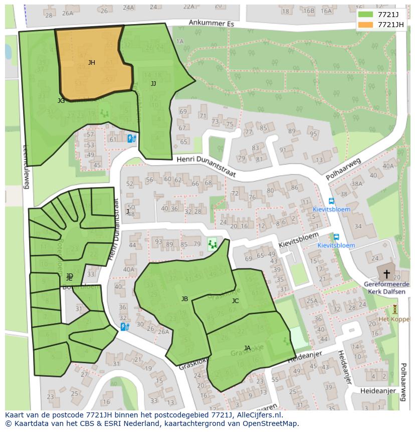 Afbeelding van het postcodegebied 7721 JH op de kaart.