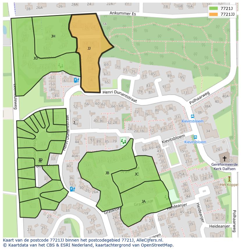 Afbeelding van het postcodegebied 7721 JJ op de kaart.