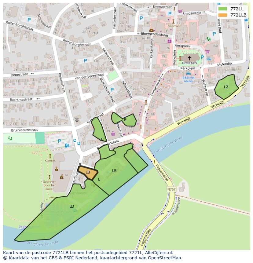 Afbeelding van het postcodegebied 7721 LB op de kaart.