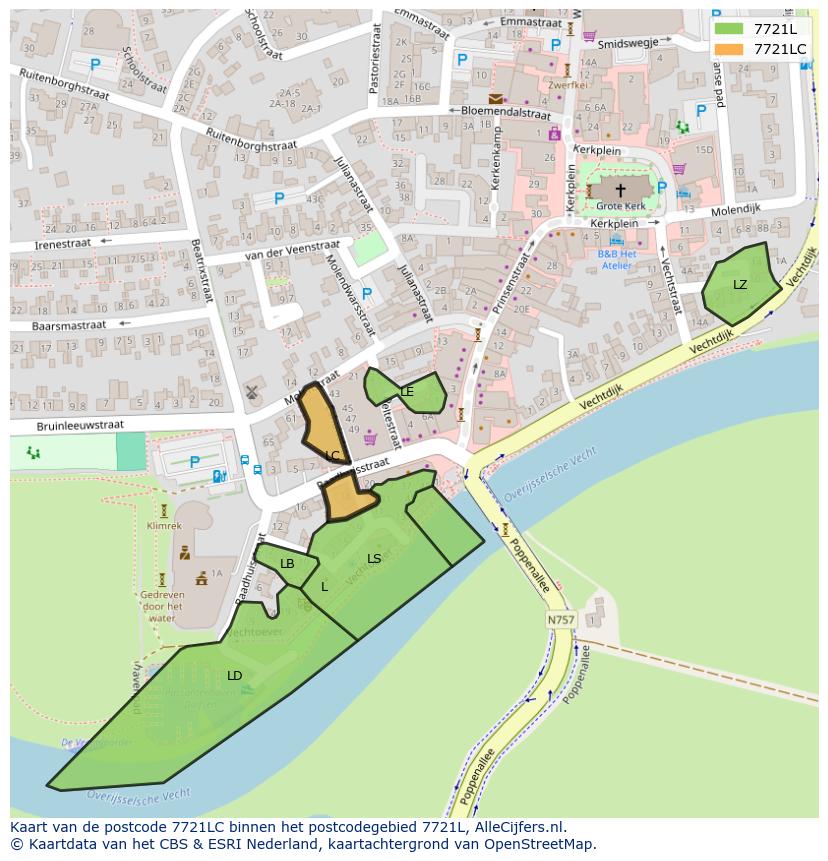 Afbeelding van het postcodegebied 7721 LC op de kaart.