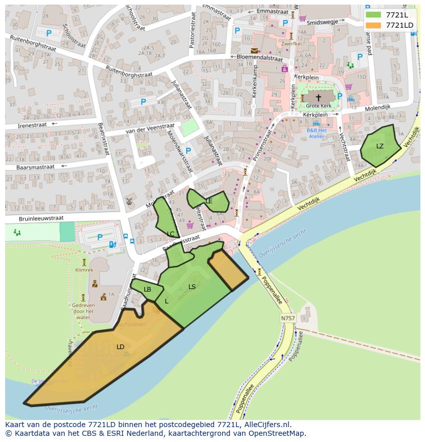 Afbeelding van het postcodegebied 7721 LD op de kaart.