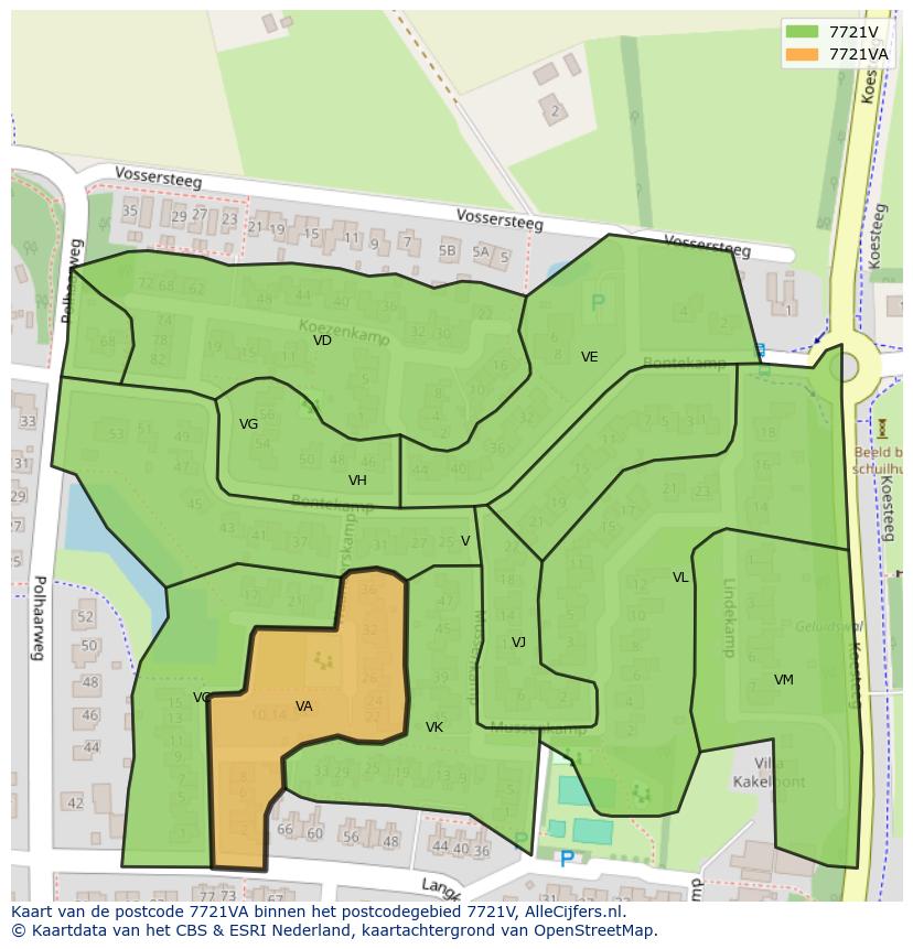 Afbeelding van het postcodegebied 7721 VA op de kaart.