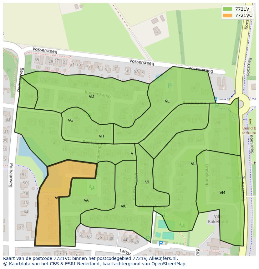 Afbeelding van het postcodegebied 7721 VC op de kaart.