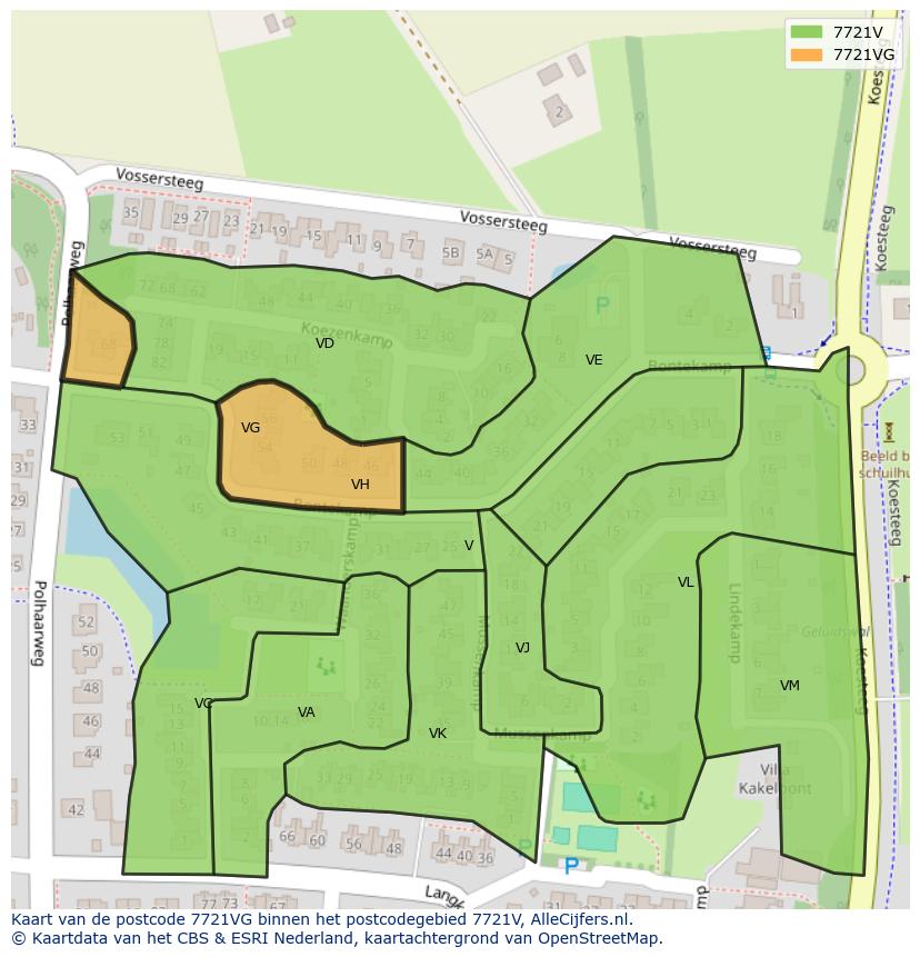Afbeelding van het postcodegebied 7721 VG op de kaart.