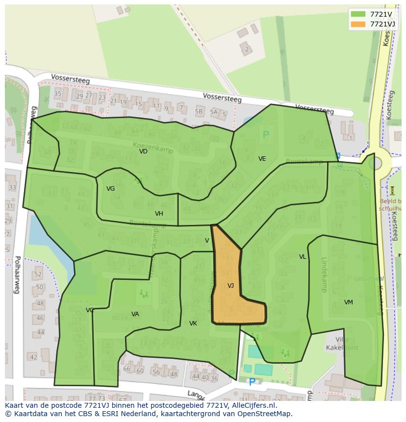 Afbeelding van het postcodegebied 7721 VJ op de kaart.