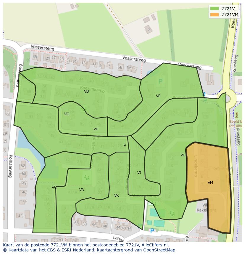 Afbeelding van het postcodegebied 7721 VM op de kaart.