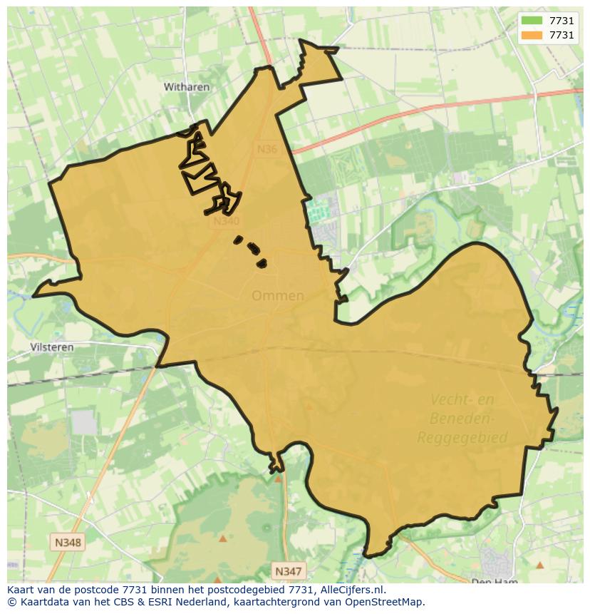Afbeelding van het postcodegebied 7731 op de kaart.