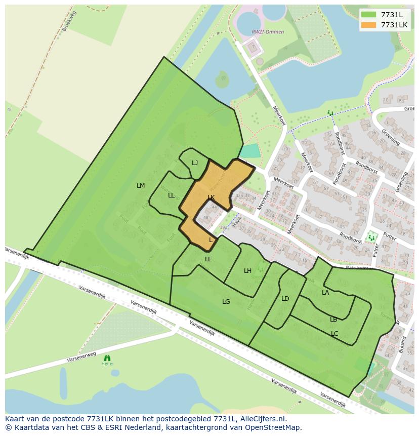 Afbeelding van het postcodegebied 7731 LK op de kaart.
