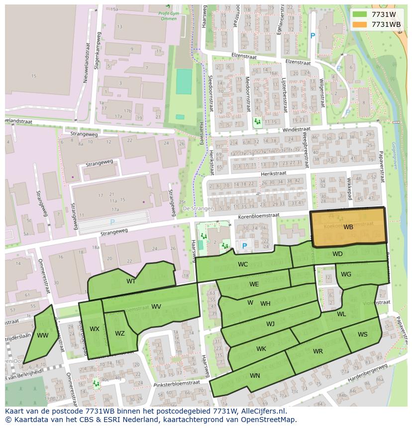 Afbeelding van het postcodegebied 7731 WB op de kaart.