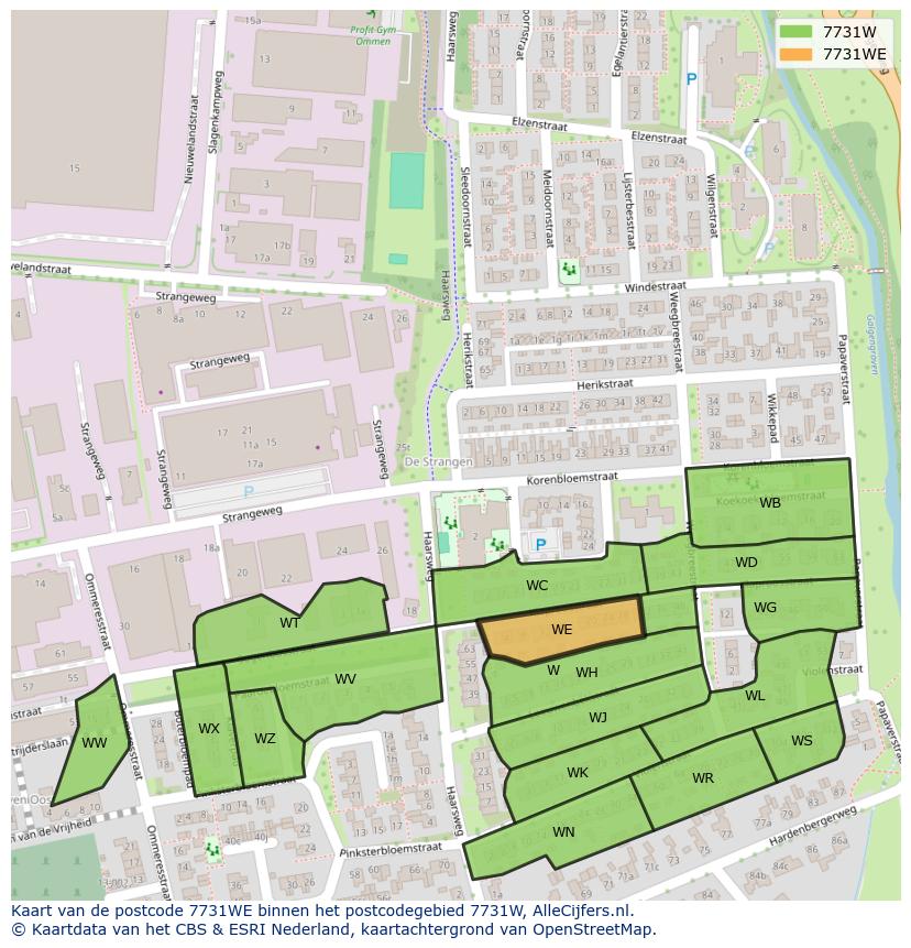 Afbeelding van het postcodegebied 7731 WE op de kaart.