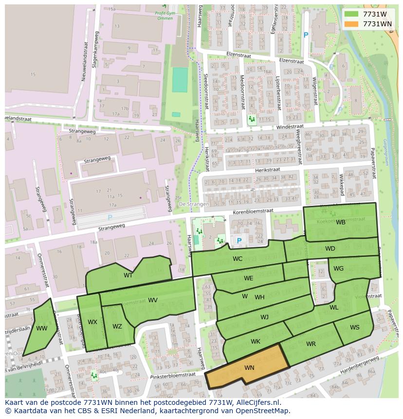 Afbeelding van het postcodegebied 7731 WN op de kaart.