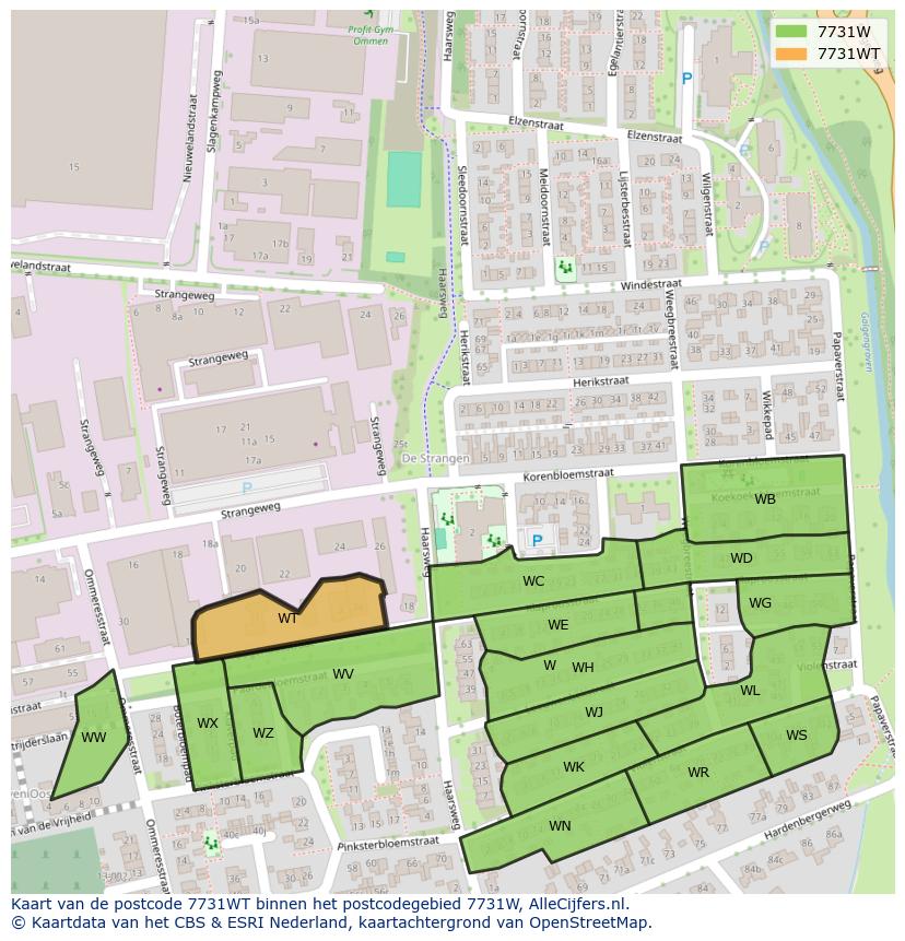 Afbeelding van het postcodegebied 7731 WT op de kaart.