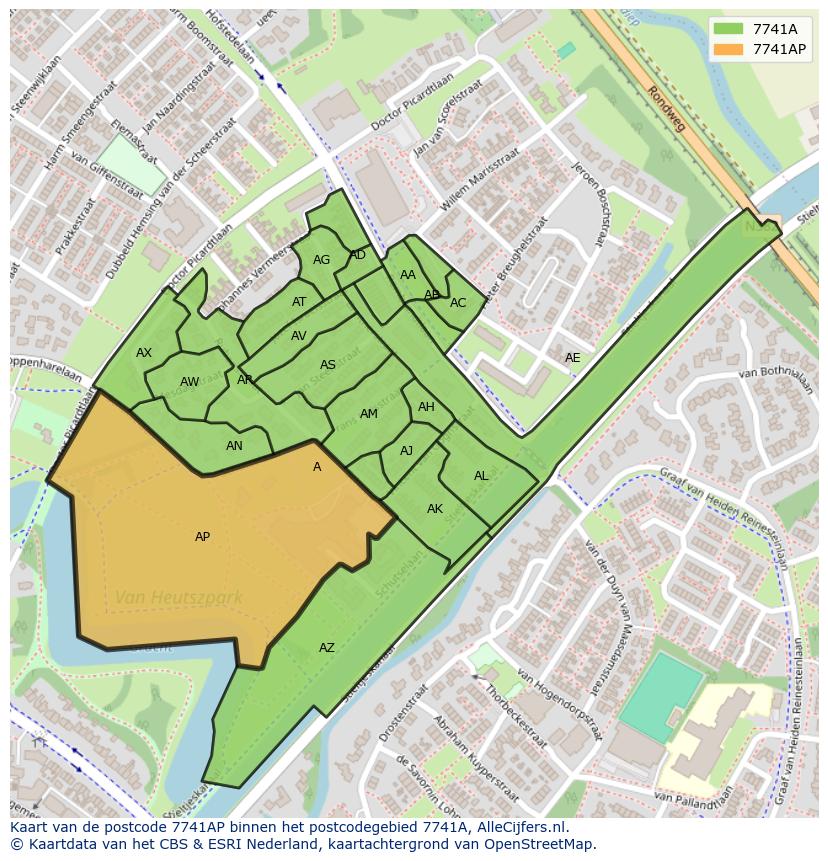 Afbeelding van het postcodegebied 7741 AP op de kaart.