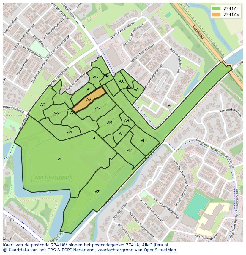 Afbeelding van het postcodegebied 7741 AV op de kaart.
