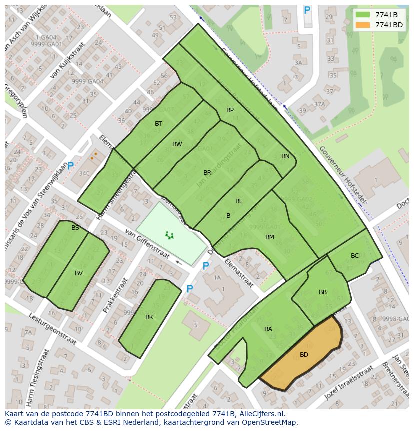 Afbeelding van het postcodegebied 7741 BD op de kaart.