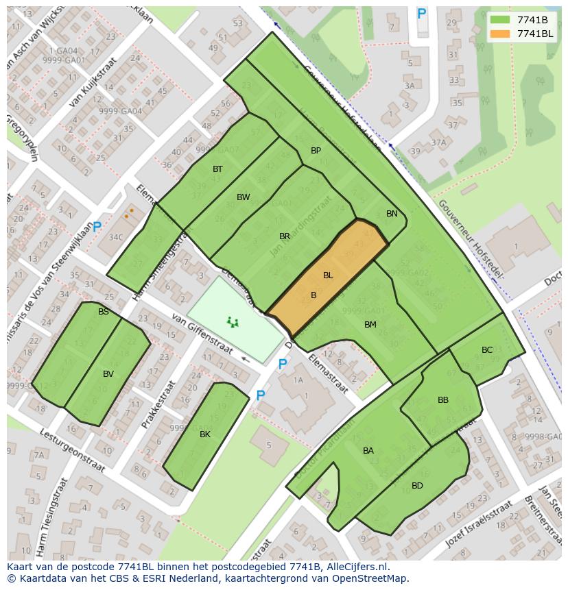 Afbeelding van het postcodegebied 7741 BL op de kaart.