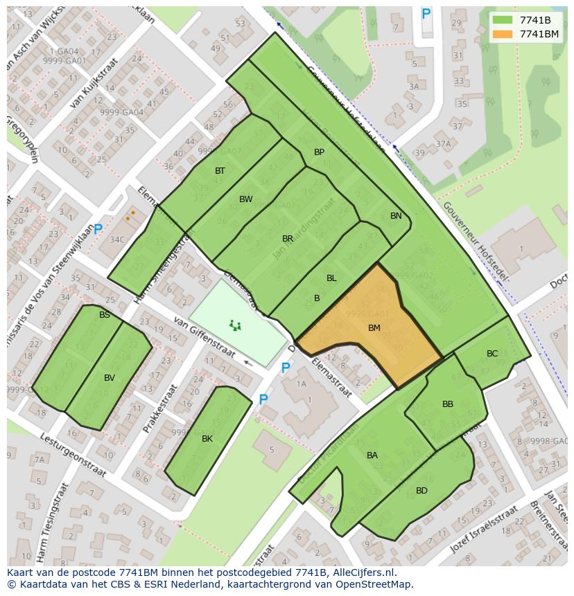 Afbeelding van het postcodegebied 7741 BM op de kaart.