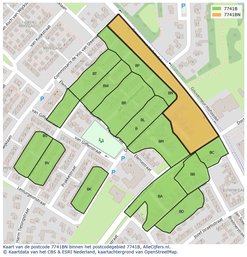 Afbeelding van het postcodegebied 7741 BN op de kaart.