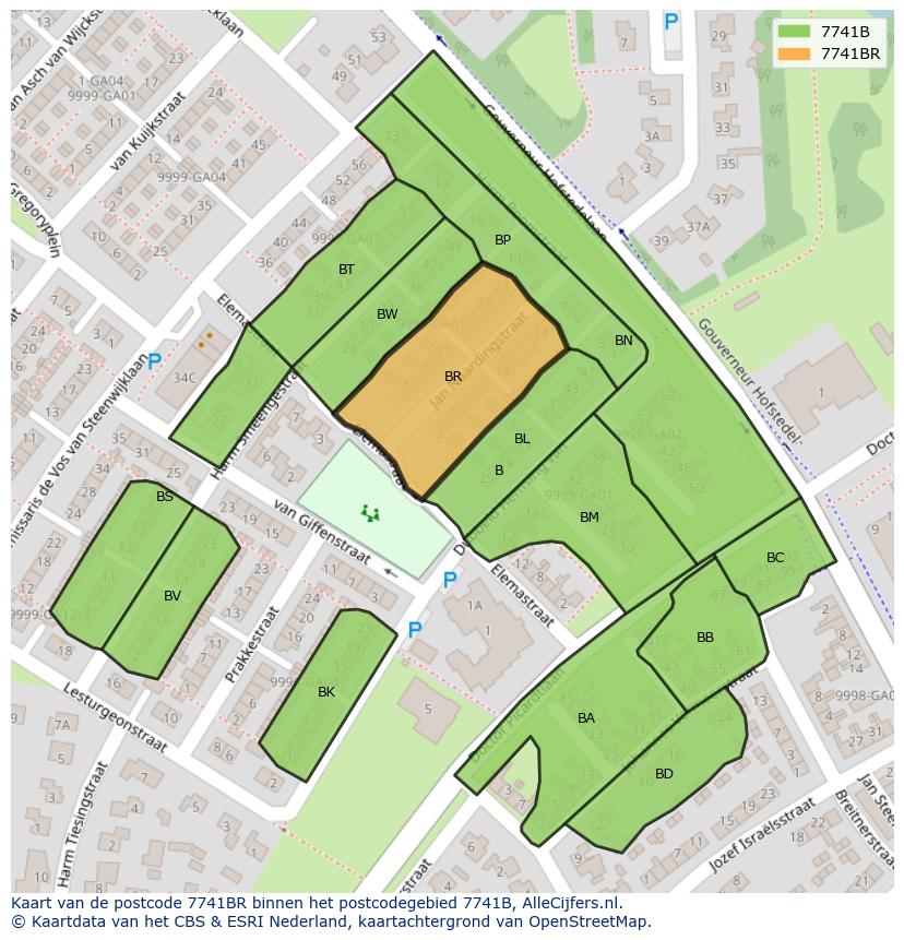 Afbeelding van het postcodegebied 7741 BR op de kaart.