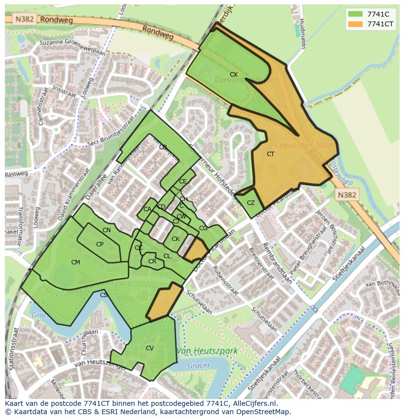 Afbeelding van het postcodegebied 7741 CT op de kaart.