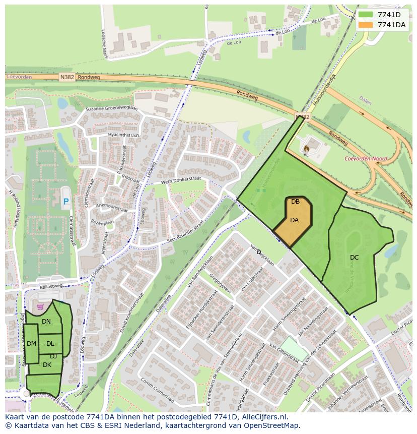 Afbeelding van het postcodegebied 7741 DA op de kaart.