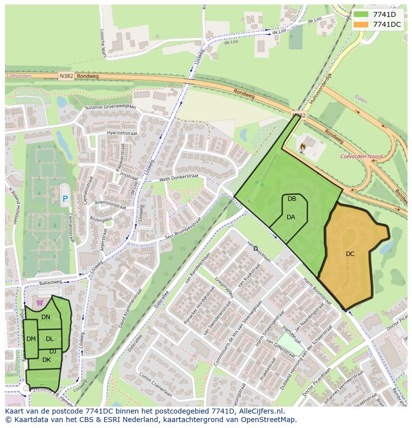Afbeelding van het postcodegebied 7741 DC op de kaart.
