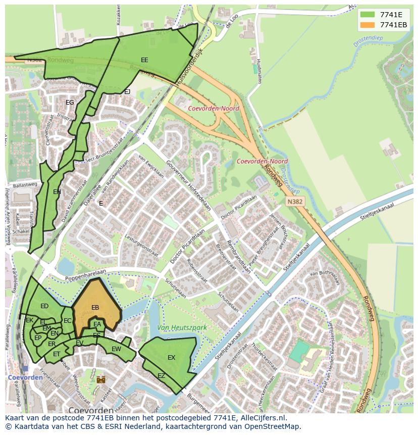 Afbeelding van het postcodegebied 7741 EB op de kaart.