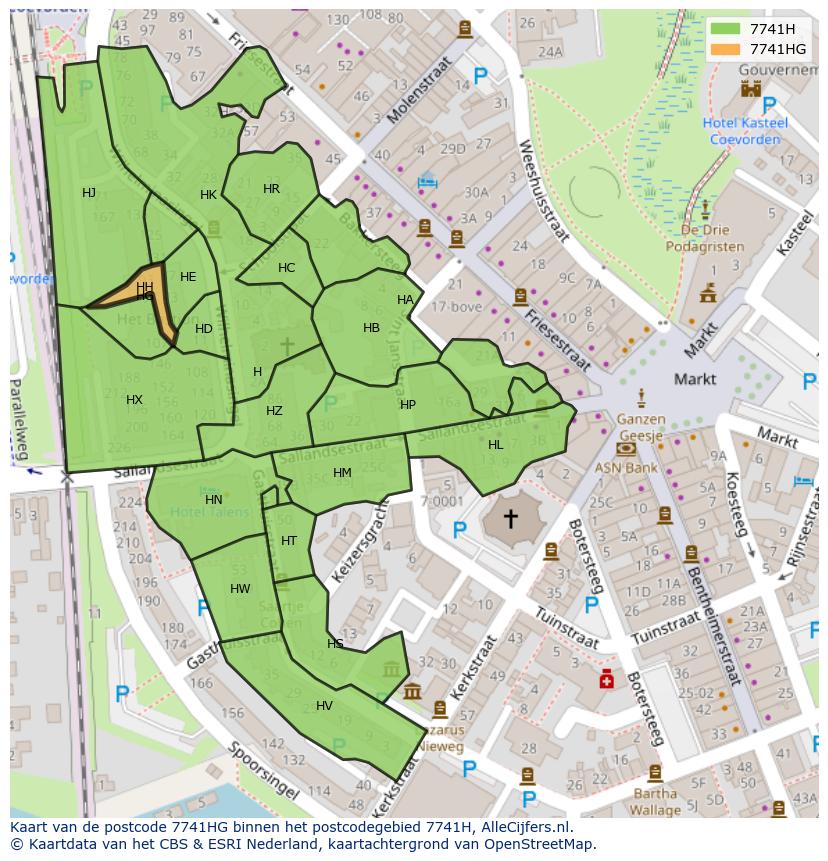 Afbeelding van het postcodegebied 7741 HG op de kaart.