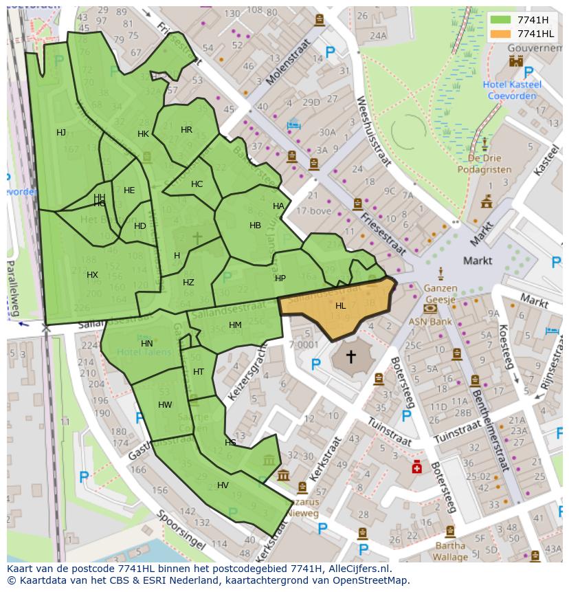 Afbeelding van het postcodegebied 7741 HL op de kaart.