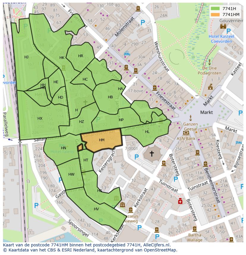 Afbeelding van het postcodegebied 7741 HM op de kaart.