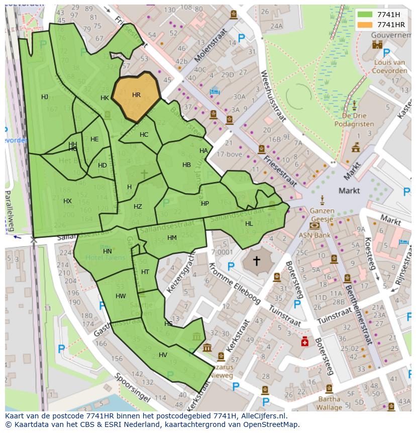 Afbeelding van het postcodegebied 7741 HR op de kaart.