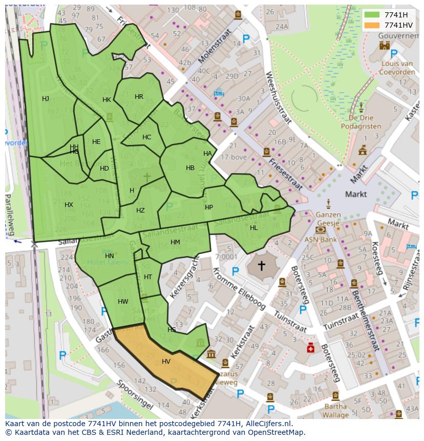 Afbeelding van het postcodegebied 7741 HV op de kaart.