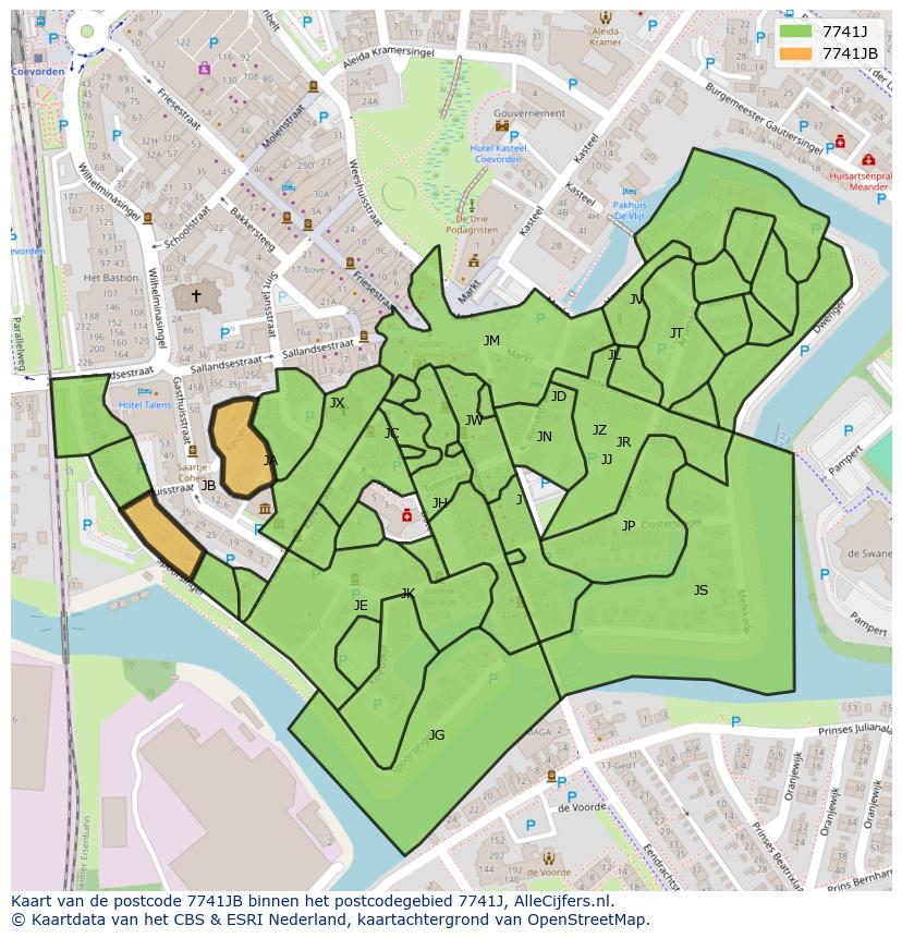 Afbeelding van het postcodegebied 7741 JB op de kaart.