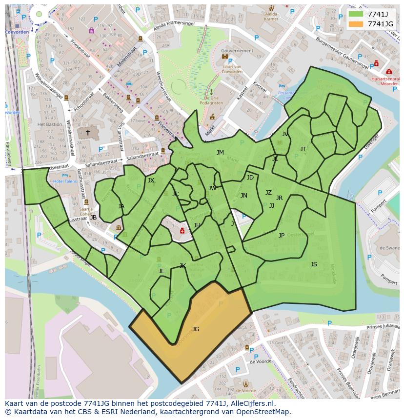 Afbeelding van het postcodegebied 7741 JG op de kaart.