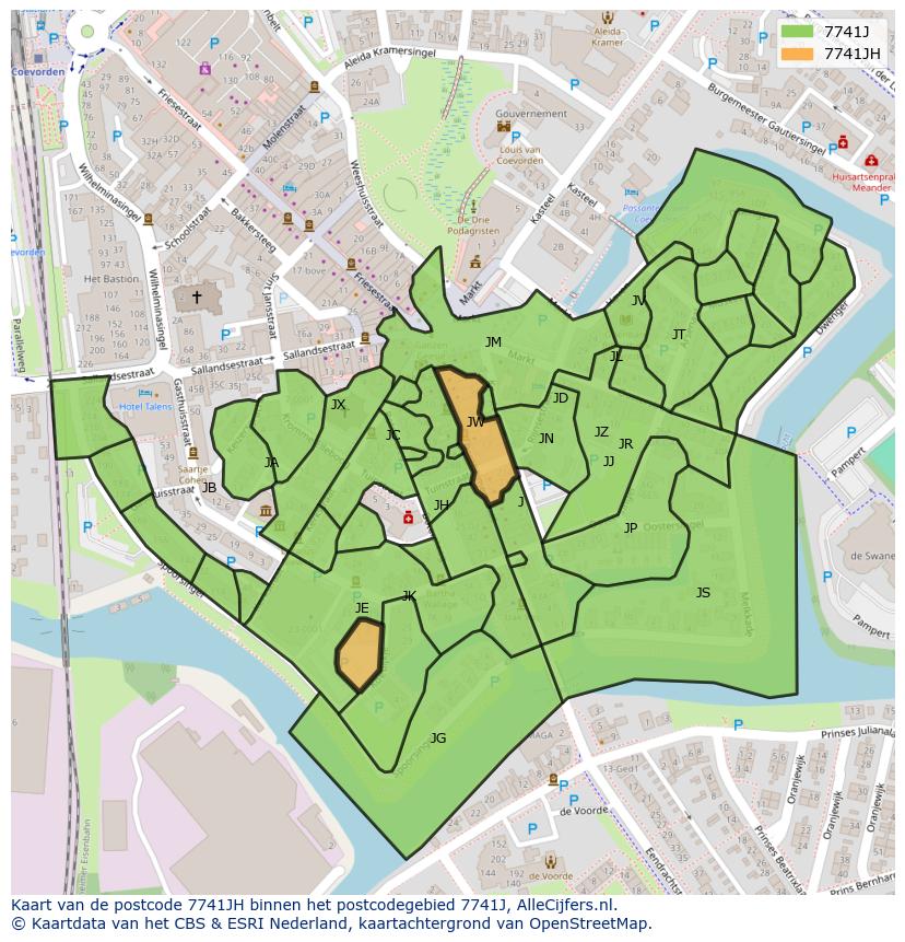 Afbeelding van het postcodegebied 7741 JH op de kaart.