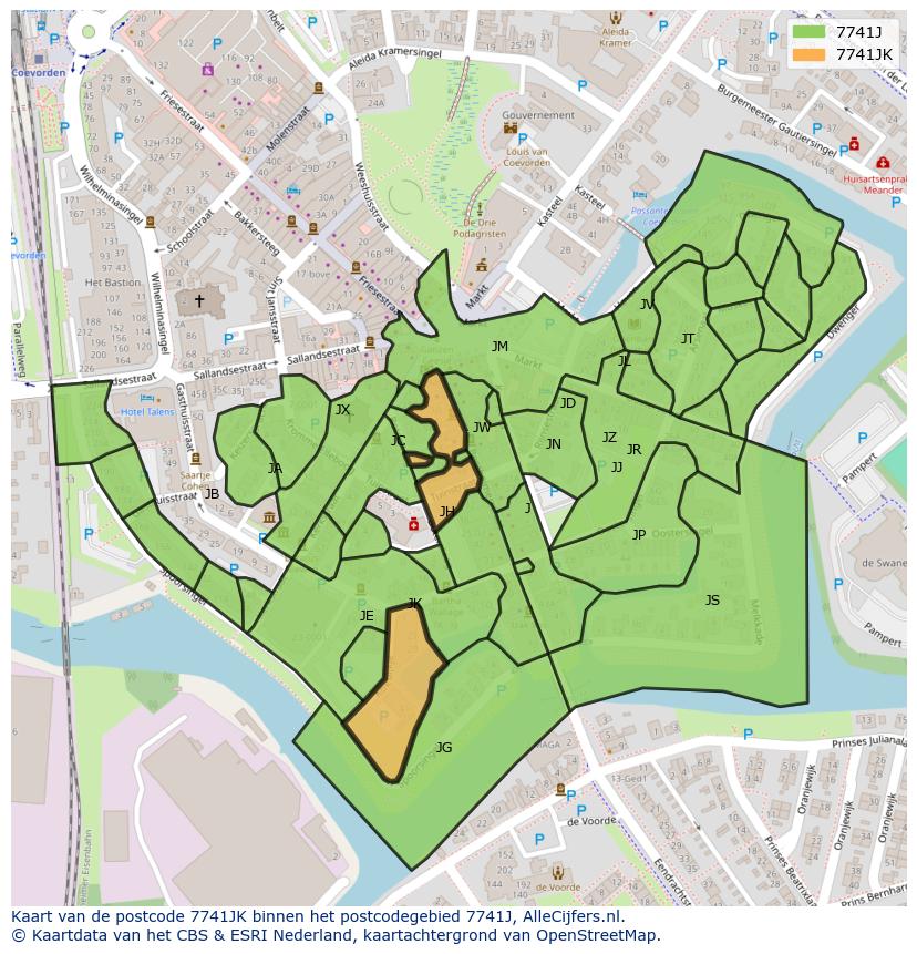Afbeelding van het postcodegebied 7741 JK op de kaart.