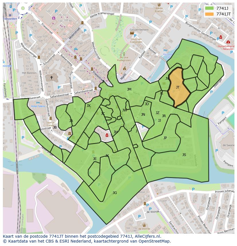 Afbeelding van het postcodegebied 7741 JT op de kaart.