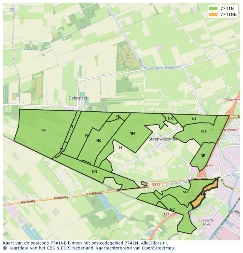 Afbeelding van het postcodegebied 7741 NB op de kaart.