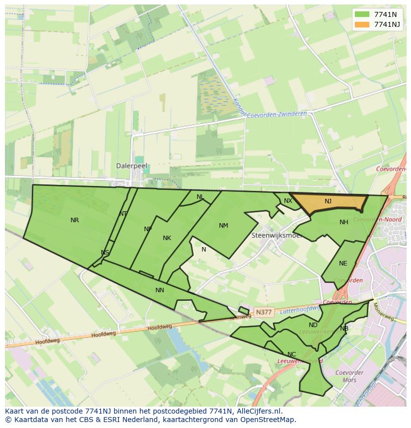 Afbeelding van het postcodegebied 7741 NJ op de kaart.