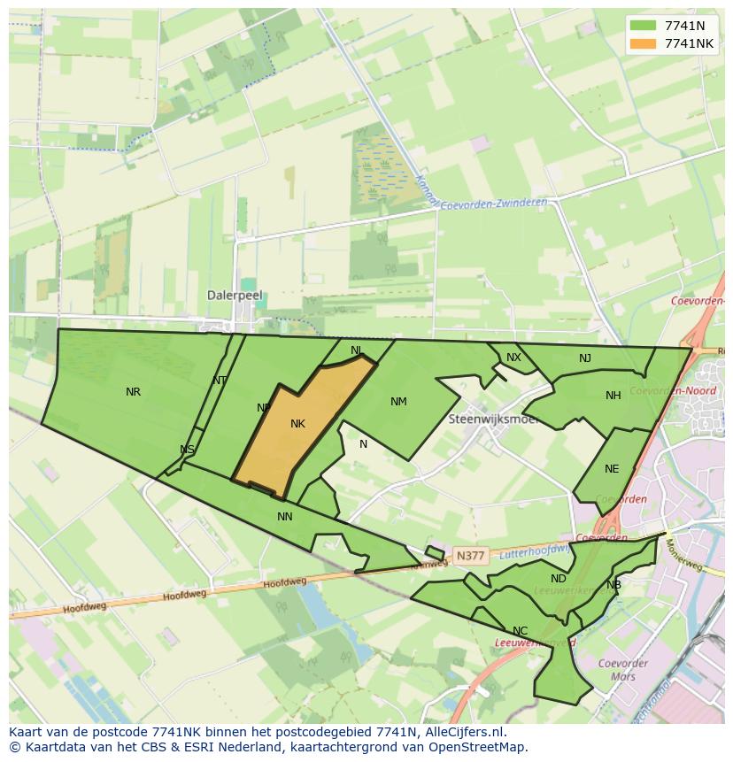 Afbeelding van het postcodegebied 7741 NK op de kaart.