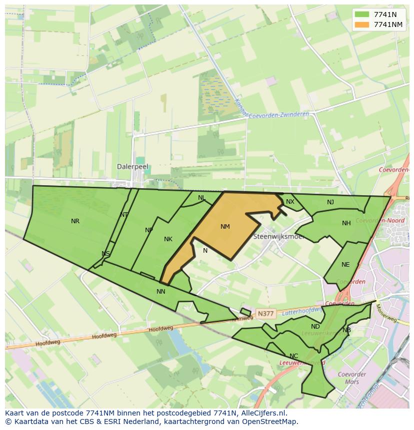 Afbeelding van het postcodegebied 7741 NM op de kaart.