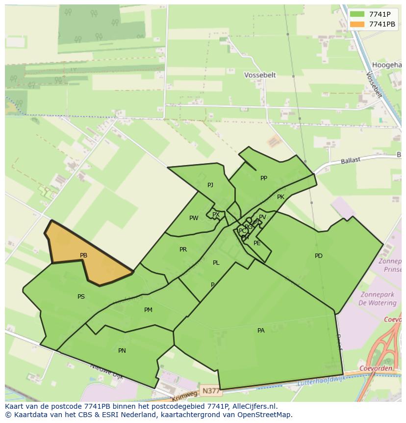 Afbeelding van het postcodegebied 7741 PB op de kaart.