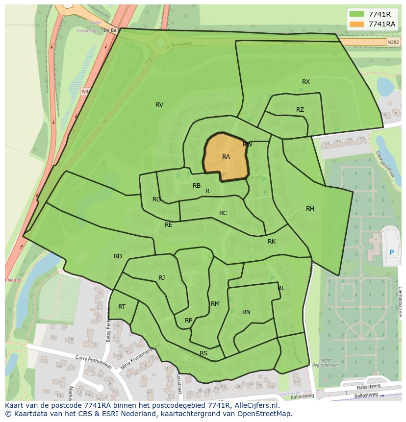 Afbeelding van het postcodegebied 7741 RA op de kaart.