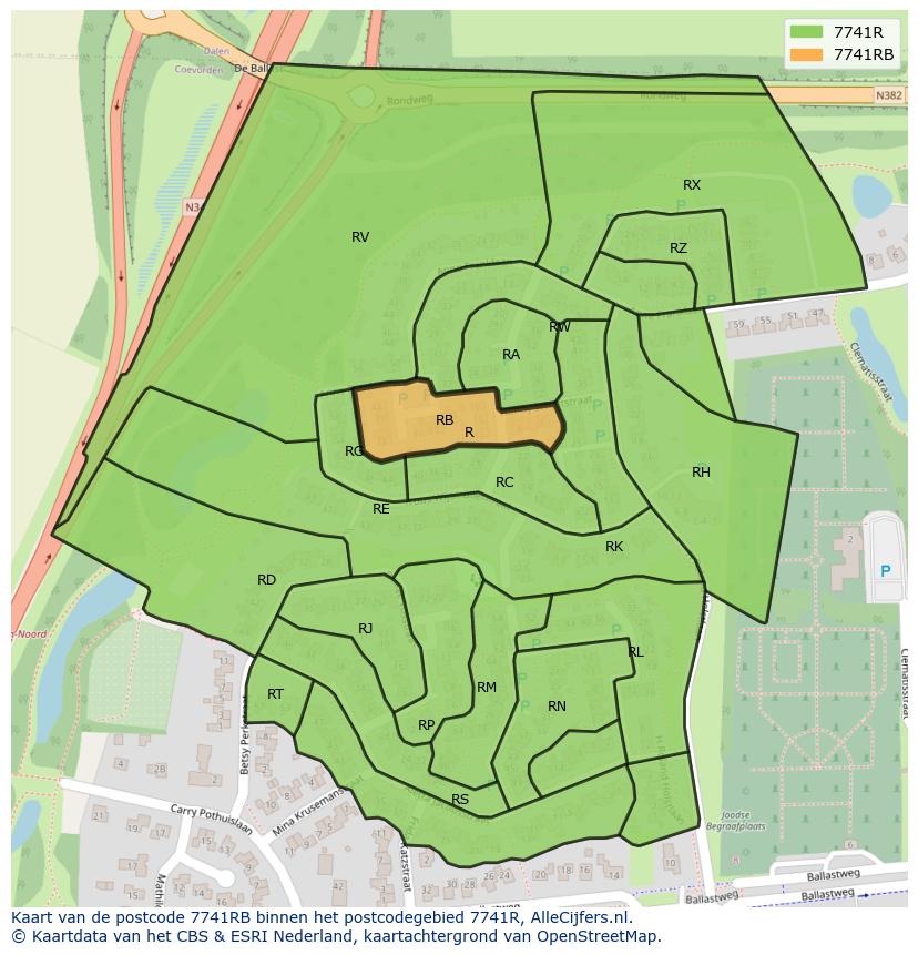 Afbeelding van het postcodegebied 7741 RB op de kaart.