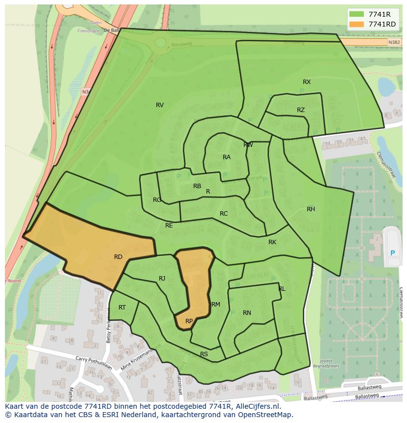 Afbeelding van het postcodegebied 7741 RD op de kaart.