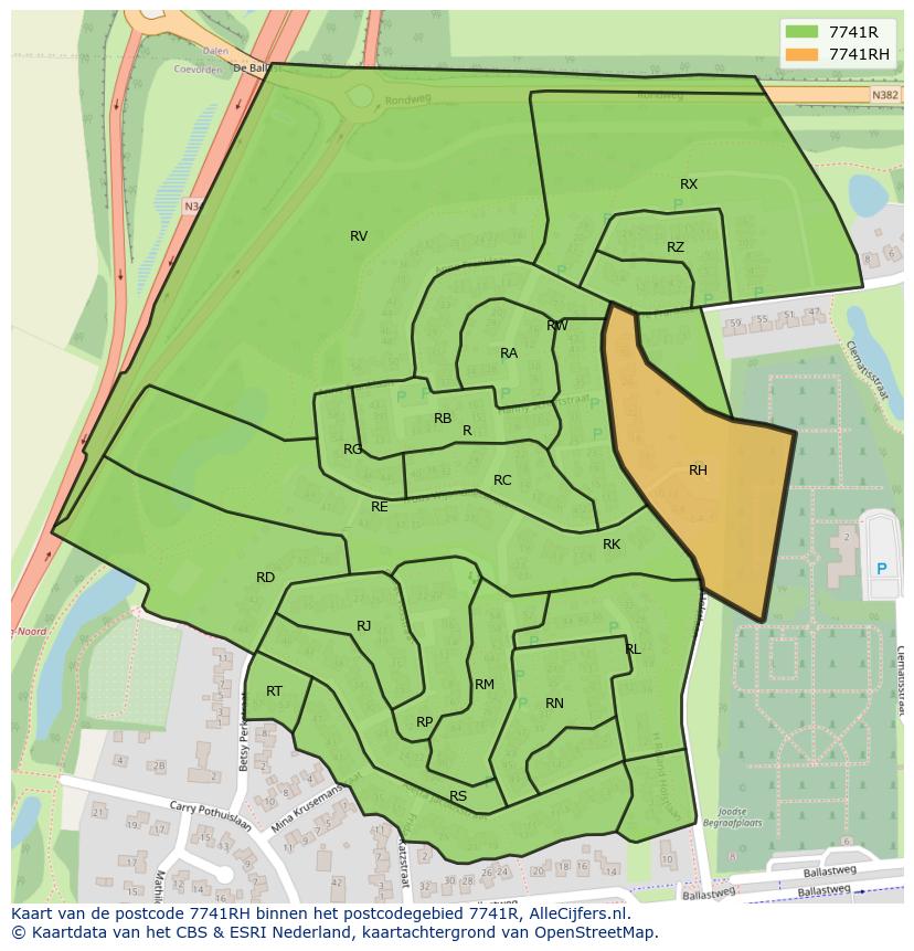Afbeelding van het postcodegebied 7741 RH op de kaart.