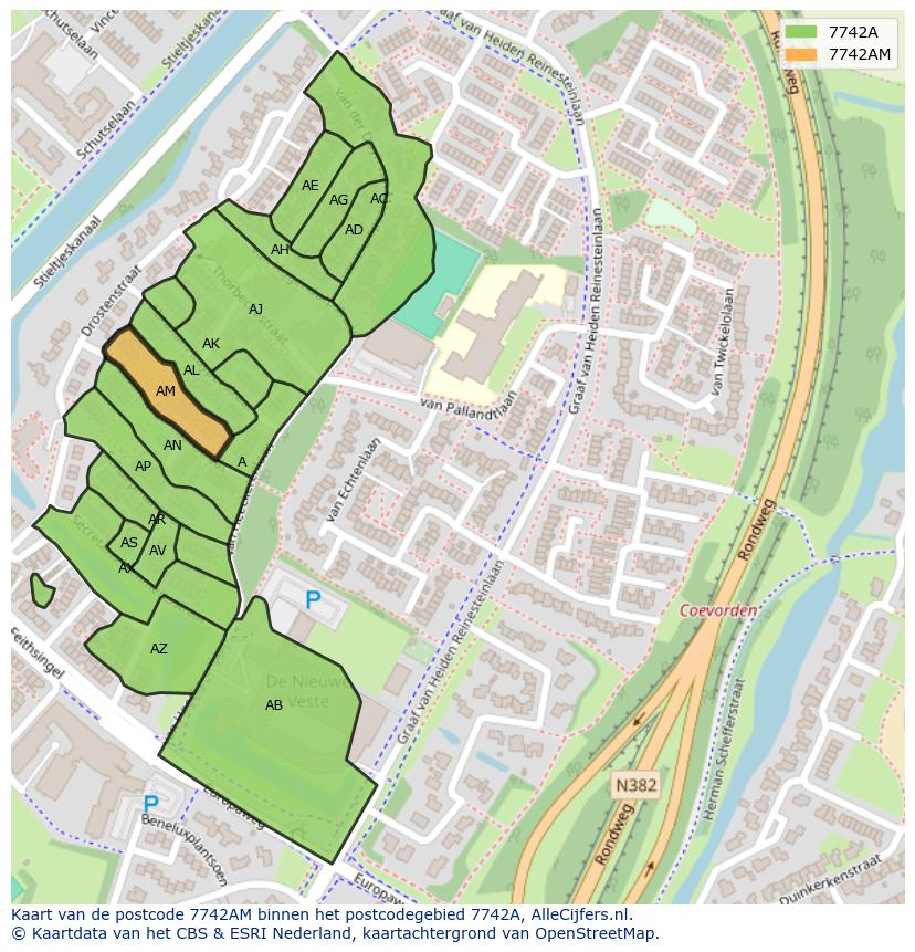 Afbeelding van het postcodegebied 7742 AM op de kaart.