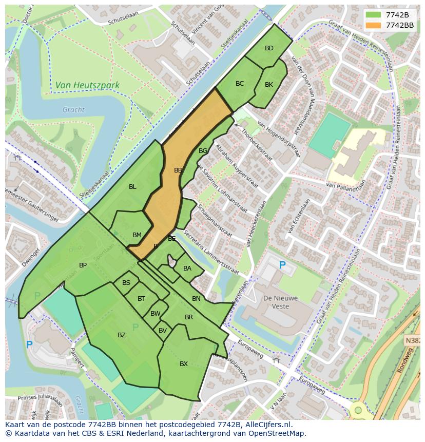 Afbeelding van het postcodegebied 7742 BB op de kaart.