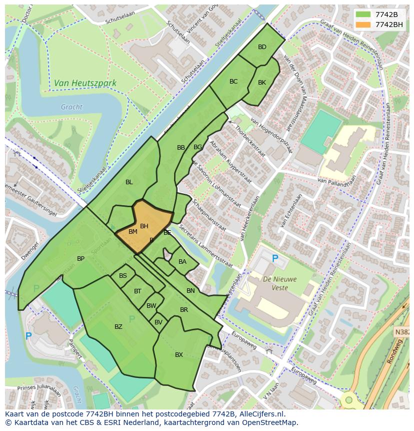 Afbeelding van het postcodegebied 7742 BH op de kaart.