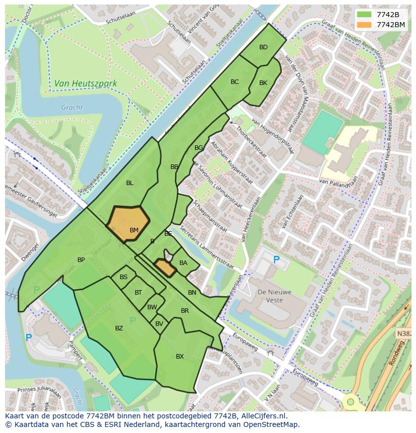 Afbeelding van het postcodegebied 7742 BM op de kaart.